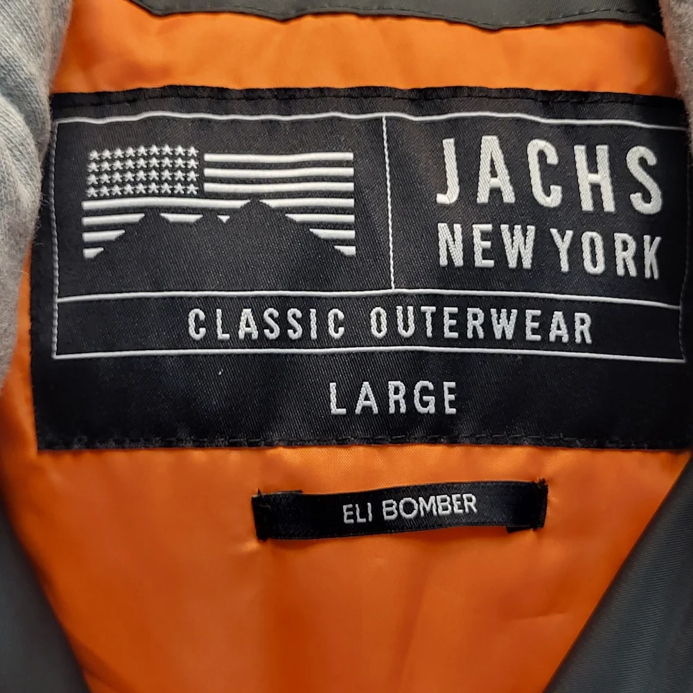 Jachs Olive Green Eli Bomber Jacket with Gray Hood And Orange Accents - Size L